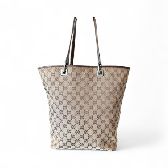 Auth Gucci GG Beige Canvas Leather 31243 Tote Bag - Picture 3 of 16